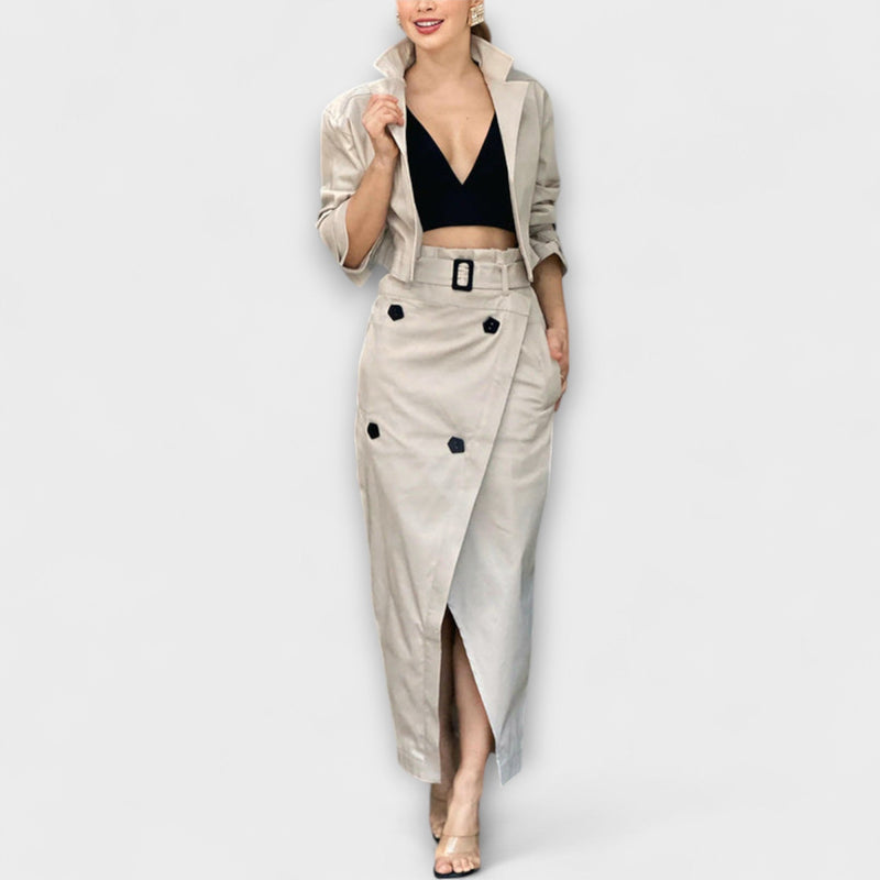 Lyra - Elegantiška Midi Sijonas su Kišenėmis